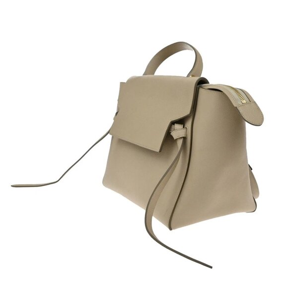 CELINE Logo Belt Bag Mini 2Way Shoulder Hand Bag Leather Beige GHW Italy 42RF556 - Picture 9 of 15